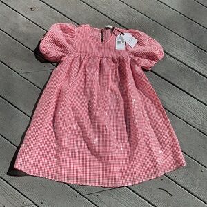 English Factory XS red & white sequined dress NWT